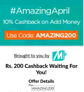 Expired Mobikwik Amazing April 10 cashback on adding money to