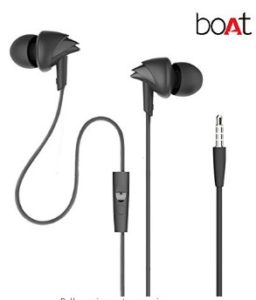 boAt BassHeads 100 In Ear Headphones with Mic Black at Rs.399