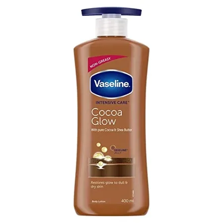 Vaseline Intensive Care 24 hr nourishing Cocoa Glow Body Lotion with Cocoa And Shea Butter, Restores Glow for all skin type   400 ml