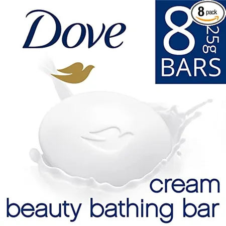 Dove Cream Bathing Beauty Bar with 1 4 Moisturising Cream For Soft Smooth Glowing Skin 125 g Pack of 8 White