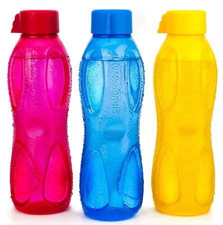 Signoraware Aqua Drop Plastic Water Bottle Set of 3 1 Litre Multicolor