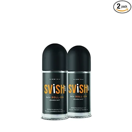 SVISH ON THE GO Ballz Intimate Anti Chafing Roll On For Men With Cedarwood Oil Neem Tumeric Avoids Chafing Blisters Rashes Helps Healing of Skin Rub Itchy Sore Skin Pack of 2 50ml 