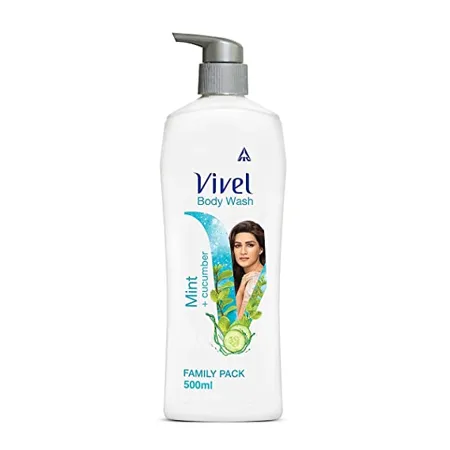 Vivel Body Wash Mint Cucumber Shower Creme Cooling And Moisturising For soft And smooth skin High Foaming Formula 500ml Pump For Women And Men