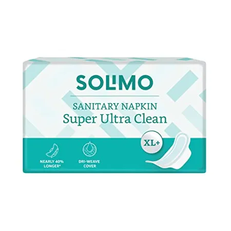 Amazon Brand Solimo Sanitary Pads Super Ultra Clean XL 50 Napkins 40 Longer DRI Weave Cover