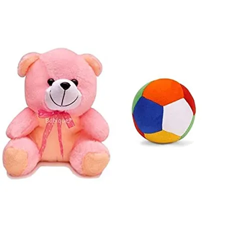 Babique Teddy Stuffed Soft Toy Plush for Kids Baby Boy Girl Birthday 25cm Ball Rattle Sound Soft Toy for Kids Baby Boy Girl Birthday 10 cm 