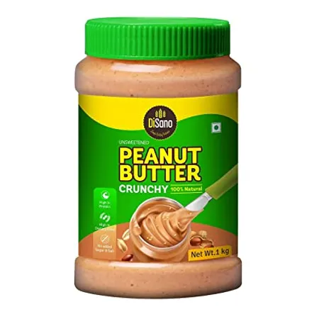 DiSano Peanut Butter All Natural Crunchy Unsweetened 30 Protein Gluten Free Non GMO 1Kg