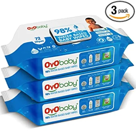 OYO BABY Baby Wipes Offers Combo Wet Wipes With Lid Water Wipes for Newborn babies Pack of 3 216 wipes 