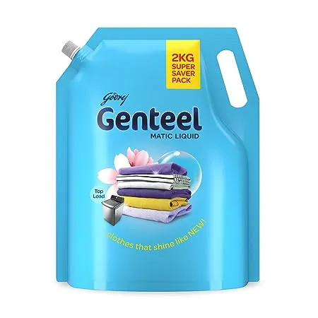 Genteel Matic Liquid Detergent Refill Pouch for Both Top load and Front load Washing 2kg No Soda Formula with Added Fabric Conditioner