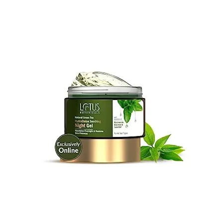 Lotus Botanicals Natural Green Tea HydraDetox Soothing Night Gel with Niacinamide Calms and Soothes Acne Prone Skin I Fights signs of Ageing Nourishes Overnight Preservative Free For All Skin Types 50g