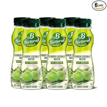 B Natural Select Tender Coconut Water 200mlx6 No Added Sugar 100 Refreshing Nariyal Pani Drink No Artificial Flavour Helps in Hydration