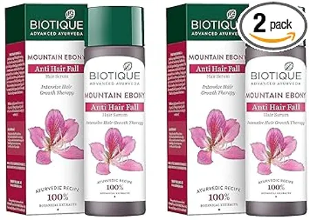 Biotique Mountain Ebony Vitalizing Serum Prevents Hair Fall Soothes Scalp Promotes Hair Growth 100 Botanical Extracts Suitable for All Skin Types 120ml Pack of 2 