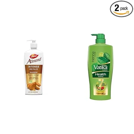 Dabur Almond Shampoo With Almond Vita Complex Milk Extracts for Dull Dry and Weak Hair 650 ml DABUR Vatika Health Shampoo 640ml