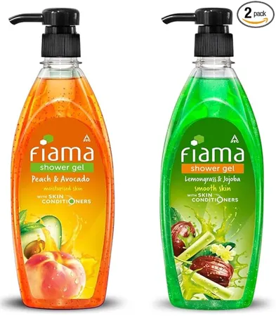 Fiama Lemongrass And Jojoba Clear Springs Shower Gel 500ml And Fiama Peach And Avocado Mild Dew Shower Gel 500ml