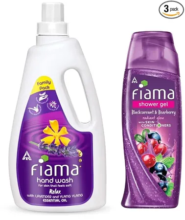 Fiama Relax Moisturizing hand wash Lavender and Ylang Ylang 1000ml refill pack Shower Gel Blackcurrant Bearberry Body Wash With Skin Conditioners For Radiant Glow 250ml Bottle