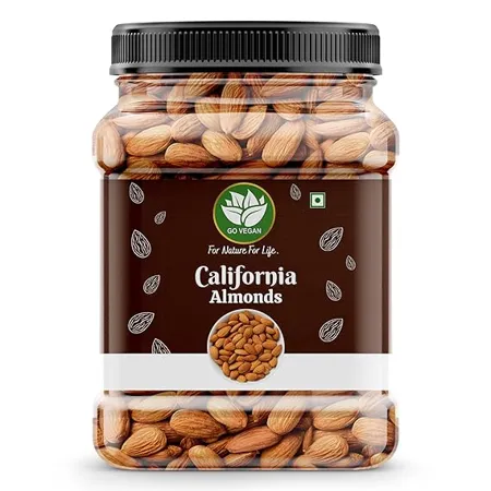 Go Vegan Natural and Premium California Almond 1KG Quality Badam Giri Almonds Rich in Protein an d Increase Stamina Real Nuts Whole Natural Badam Dry Fruits