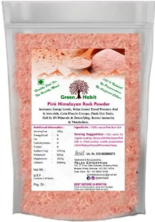 Green Habit Pink Himalayan Rock Salt Powder organic 500 Gm