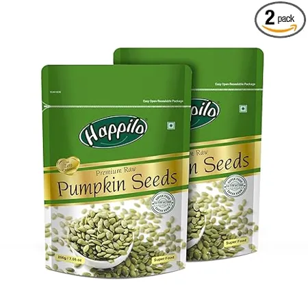 Happilo Premium Pumpkin Seeds for Eating 200g each Pack of 2 Raw Authentic and Natural for Healthy Diet Immunity Booster and Fiber Rich Superfood