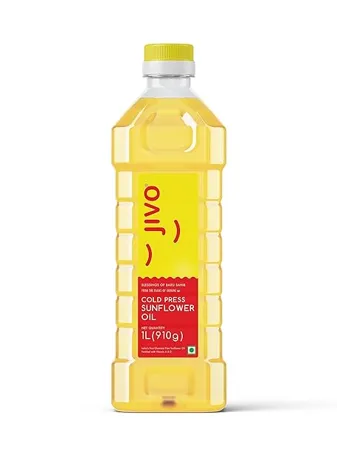 Jivo Cold Pressed Chemical Free Sunflower Oil For Roasting Frying Baking All types of Cuisines High in Antioxidants Tasteful and Healthy 1 Litre Pack of 1 