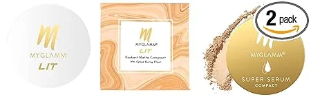 MyGlamm LIT Radiant Matte Compact Serving Face 9gm Super Serum Compact 101N Cream 9gm Combo