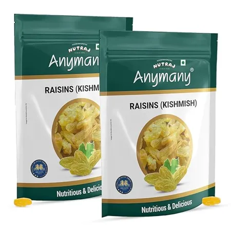 Nutraj Anymany Raisin 800g 400g x 2 Kishmish Rich in Iron Vitamin B Seedless Green Kishmish Healthy Snacks Dry Fruits Healthy and Tasty Snacks