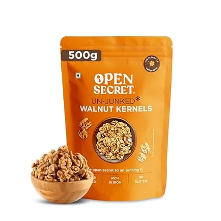 Open Secret Premium Walnut Kernels 500g Dry Fruits Walnut Healthy Snacks Walnut Without Shell Akhrot Walnut kernel Akhrot Giri Walnuts in Fresh Gluten Free Healthy Lifestlye Pack of 1 