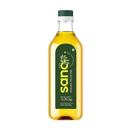 SANO Pomace Olive Oil 1L Pet Bottle Ideal for Frying Roasting Saut ing Rich Flavour High Smoke Point Versatile Cooking Oil for Indian Cuisine 1L 