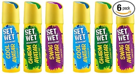 SET WET Deodorant Spray Perfume Cool Charm Swag Avatar for men 150ml Pack of 6 