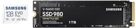 Samsung 980 1TB Up to 3 500 MB s PCIe 3 0 NVMe M 2 2280 EVO Plus 128GB microSDXC UHS I U3 130MB s Full HD 4K UHD Memory Card with Adapter MB MC128KA Blue