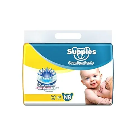 Supples Premium Diapers New Born X Small NB XS 80 Count 0 5 Kg 12 hrs Absorption Baby Diaper Pants