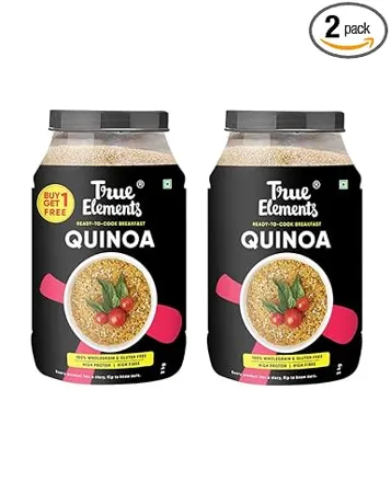 True Elements Quinoa 2kg Pack of 2 100 Wholegrain Certified Gluten Free Diet Food Rich in Fibre Quinoa Seeds for Weight Management