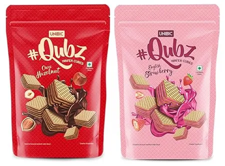 Unibic English Strawberry Crispy Wafer Cubes 150g Waffer cookie with Creme Filling Delicious and Healthy Snacks Unibic Chocolate Hazelnut Crispy Wafer Cubes 150g Waffer cookie with Creme Filling