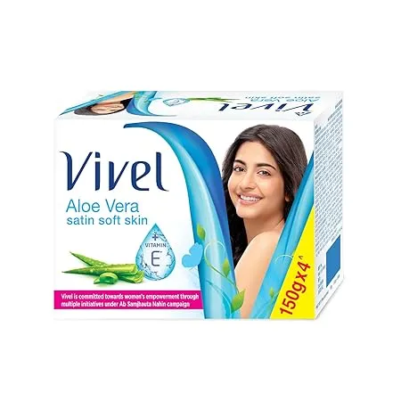 Vivel Aloe Vera Bathing Soap with Vitamin E for Soft Glowing skin 600g 150g Pack of 4 Soap for Women Men For All Skin Types