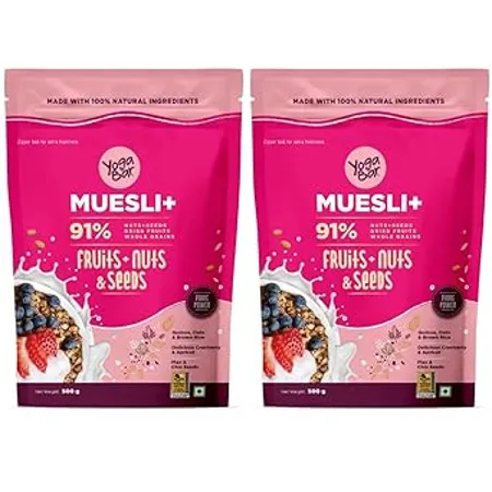 Yogabar Fruit and Nut Muesli 1kg Muesli with 29 Fruits Nuts and Seeds Wholegrains No Preservatives