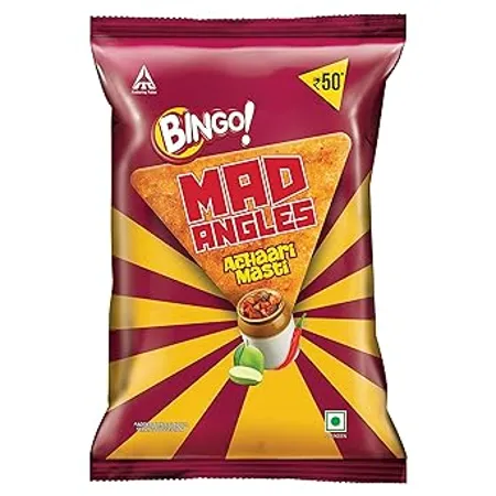Bingo Mad Angles Achaari Masti Mango Pickle Flavour Crunchy Triangle Chips Pack 130 g