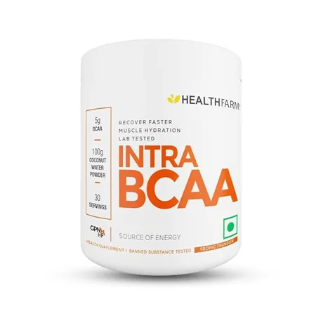 Healthfarm BCAA 2 1 1 Powder Branched Chain Amino Acids BCAA Powder for Muscle Recovery Gluten Free 5000mg per Serving 30 Servings Flavor Tropic Thunder