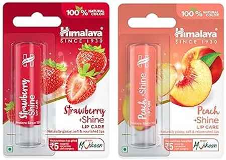 Himalaya Peach Shine Lip Care Herbals Strawberry Shine Lip Care Combo Pack Of 1 Multicolor