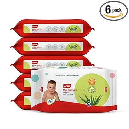 LuvLapParaben Freewipes for baby skin withAloe Vera Fragrance Free pH Balanced Dermatologically Safe Baby Wipes Rich in Vitamin E chamomile extract 72 Wipes Pack 6 Packs