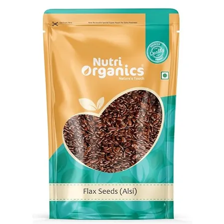 NutriOrganics Pure Alsi Flax Seeds 1kg Seeds Raw Unroasted Flaxseeds for Hair Growth Seeds for Eating Rich in Omega 3 Fatty Acids Magnesium Phosphorus Protein Source of Iron Dietary Fibre