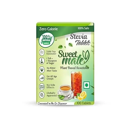 Sweetmate Stevia Tablets 100 Tabs Pack 1 100 Servings Pack Plant Based 100 Natural Sweetener Sugar Free Diabetic Friendly Zero Calorie Vegan Keto Friendly Tastes Just Like Sugar