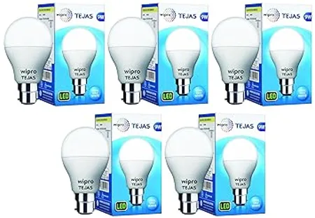 wipro Tejas Base B22 9 Watt LED Bulb Cool Day Light Pack of 5 