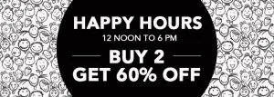 Jabing Happy hours - Buy 2 get 60% off