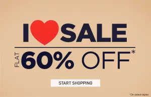 Myntra 60% off on clothing footwear