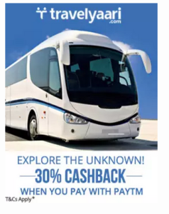 Paytm travelyaari 30% cashback