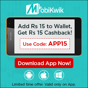 mobikwik Rs 15 cashback on 15