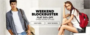 Jabong Weekend Blockbuster- Get flat 50% off on 30K Products