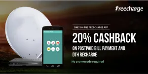  freecharge 20% cashback postpaid bill and DTH Recharge