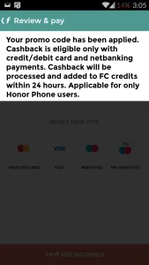 freecharge Rs 100 cashback on Rs 400