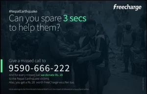 freecharge nepal earthquake Rs 20 voucher