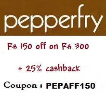 pepperfry Rs 150 off on Rs 300