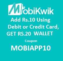 Mobikwik- Add Rs 10 and get Rs 20 in Mobikwik Wallet (All users)